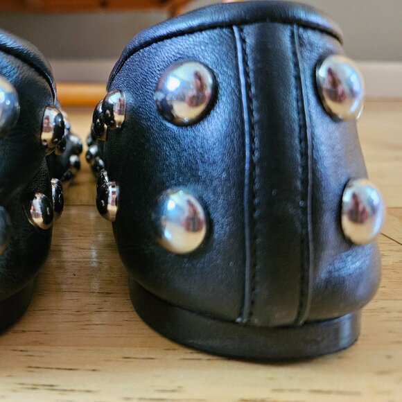 ZARA Studded Leather Black Ballet Flats - Picture 7 of 9